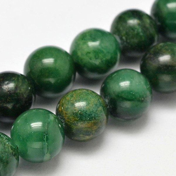 Natural African Jade Beads Strands, Round, 4Mm, Hole: 1Mm, About 92Pcs/Strand, 15.5 Inch-image