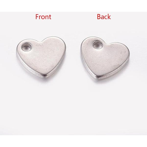 Tarnish Resistant 304 Stainless Steel Stamping Blank Tag Pendants, Heart Charms, Stainless Steel Color, 10X9X1.5Mm, Hole: 1.8Mm-image