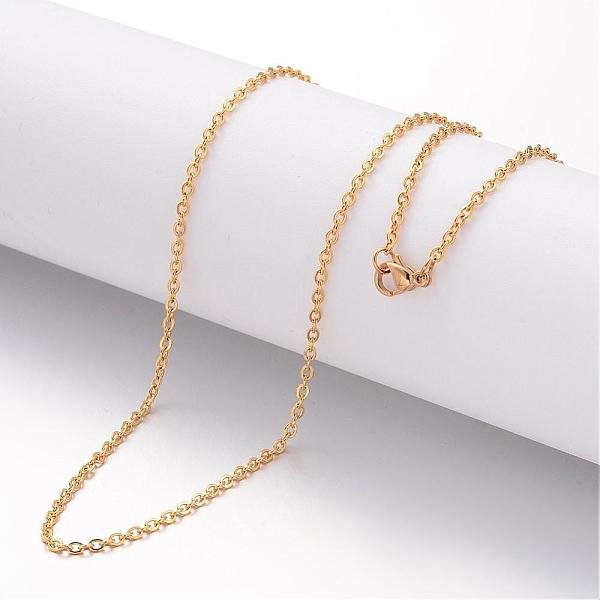 Collier En Acier Inoxydable 304 Avec Placage Ionique (Ip), ChaîNes CâBléEs, Avec Fermoirs Mousquetons, Or, 23.6 Pouce (60 Cm), 2Mm-image