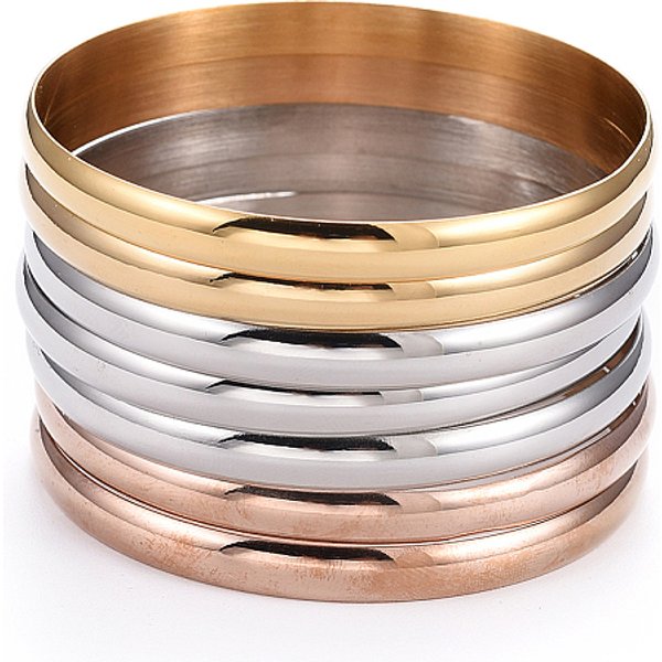 Set Di Bracciali In Acciaio Inossidabile Fashion 201, Multi-Colore, 2-1/8 Pollice (5.5 Cm), 7 Pc / Set-image