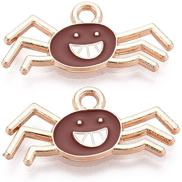 Colgantes De AleacióN Y Esmalte Con TemáTica De Halloween, La Luz De Oro, ArañA, 10X22X1Mm, Agujero: 1.8 Mm-image