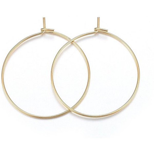 Boucles D'oreilles CréOles En Acier Inoxydable Chirurgical 316, Boucles D'oreilles CréOles En Acier Inoxydable Chirurgical 316, Boucles D'oreilles En Verre à Vin Pour Bricolage, VéRitable 18K Plaqué Or, 21 Jauge, 25X0.7Mm-image