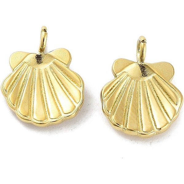 Breloques En Acier Inoxydable Chirurgical 316L Avec Placage Ionique (Ip), Sans Nickel, Breloque En Forme De Coquillage, VéRitable 18K Plaqué Or, 13X10X2Mm, Trou: 2.2Mm-image