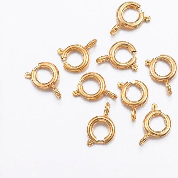 Ion Plating(Ip) 304 Stainless Steel Spring Ring Clasps, Golden, 7.5X5X1.2Mm, Hole: 1.5Mm-image