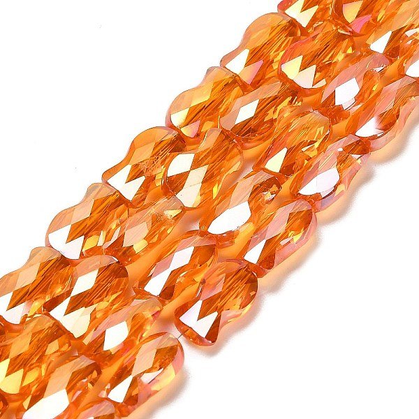 Galvanisieren Glasperlen, Fisch, Ab Farbe, Facettiert, Orange, 10X6X4 Mm, Bohrung: 1.2 Mm, Ca. 70 Stk. / Strang, 27.56'' (70 Cm)-image