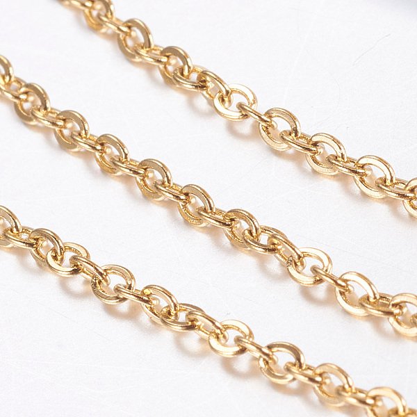 Ion Plating(Ip) 304 Stainless Steel Rolo Chains, Belcher Chain, With Spool, Soldered, Golden, 2X1.8X0.3Mm, About 10M/Roll(10.936Yards/Roll)-image