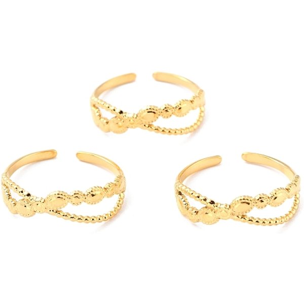 Ionenplattierung (Ip) 304 Edelstahl-Fingerringe, Manschettenringe, Langlebig Plattiert, Pferd Auge, Golden, Uns GrößE 7 1/4 (17.5Mm), 1.5-6.5 Mm-image