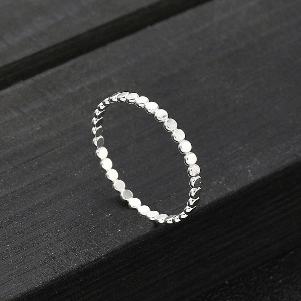 925 Anillo De Plata De Ley Con Cuentas Planas Para Mujer, Anillos De Banda Lisos, Plata, 1.8Mm, Nosotros TamañO 7 (17.3 Mm)-image