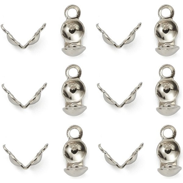 Tarnish Resistant 304 Stainless Steel Bead Tips, Calotte Ends, Clamshell Knot Cover, Stainless Steel Color, 6X3Mm, Hole: 1Mm-image