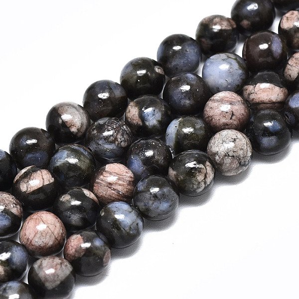 Natural Glaucophane Beads Strands, Round, 6mm, Hole: 1.2mm, about 59-61pcs/strand, 14.96 inch-15.75 inch(38-40cm)