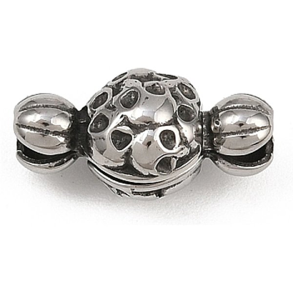316 Surgical Stainless Steel Magnetic Clasps, Round, Antique Silver, 8x16x8mm, separate: 8x12x6mm.