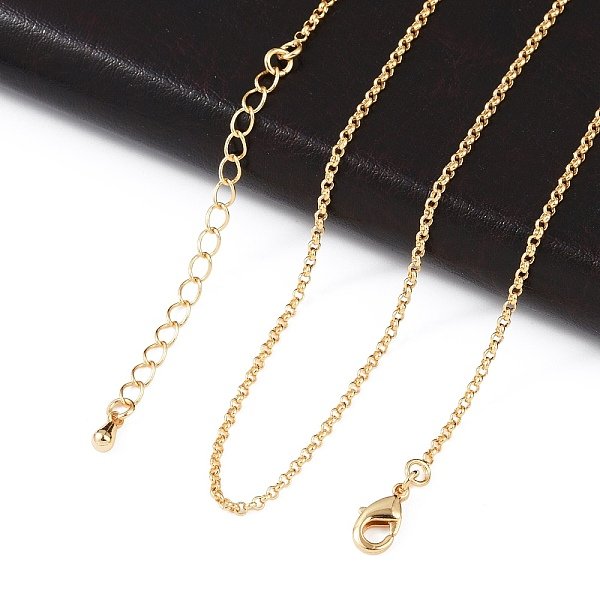Collares De Cadena De Cable De LatóN Chapado De Larga DuracióN, Con Cierre De Pinza, Sin NíQuel, Real 18K Chapado En Oro, 18.1 Pulgada (46 Cm), 1.6Mm-image