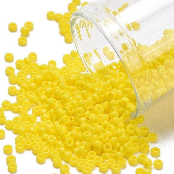 Miyuki Round Rocailles Beads, Japanese Seed Beads, 11/0, (RR404) Opaque Yellow, 2X1.3Mm, Hole: 0.8Mm, About 1111Pcs/10G-image