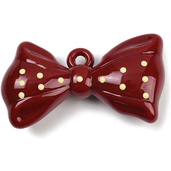 Opaque Acrylic Enamel Big Pendants, Bowkont, Dark Red, 32X56X15.5Mm, Hole: 3.5Mm-image