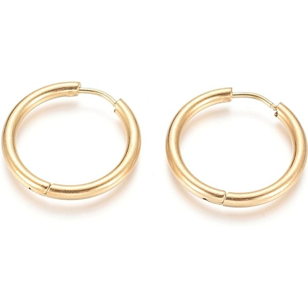 Boucles D'oreilles CréOles En Acier Inoxydable 304 Avec Placage Ionique (Ip), Boucles D'oreilles HypoallergéNiques, Avec Broche En Acier Inoxydable Chirurgical 316, Or, 10 Jauge, 23X2.5Mm, Pin: 1 Mm, DiamèTre IntéRieur: 18 Mm-image