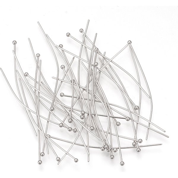 Tarnish Resistant 304 Stainless Steel Ball Head Pins, Stainless Steel Color, 50X0.7Mm, 21 Gauge, Head: 2Mm-image