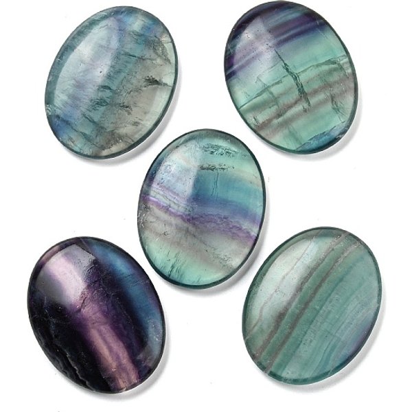 Pierre d'inquiétude ovale en fluorite naturelle, pierre de pouce pour guérir l’anxiété, 45x35x8-8.5mm