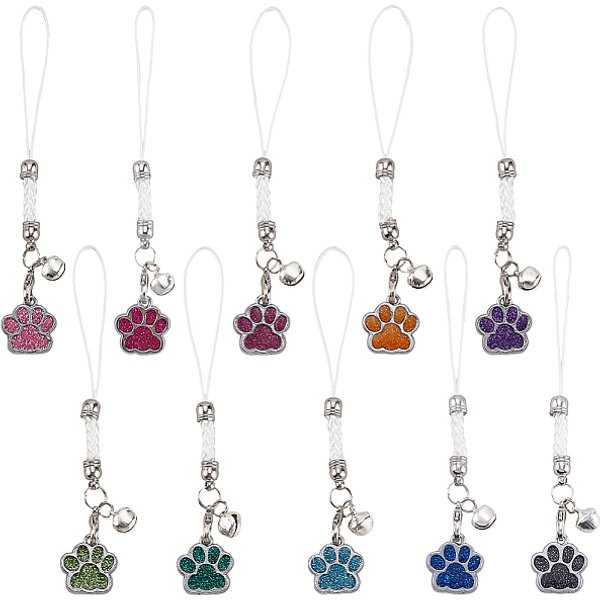 20 Sangle Mobile En Alliage éMaillé Avec Empreinte De Patte De Style 10, Couleur Mixte, 108Mm-image