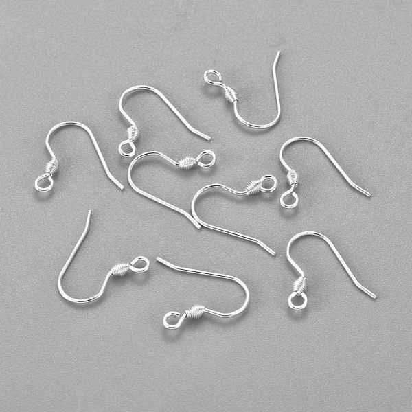 304 Stainless Steel Earring Hooks, Ear Wire, With Horizontal Loop, Silver, 17X18X2.4Mm, Hole: 1.8Mm, 21 Gauge, Pin: 0.7Mm-image