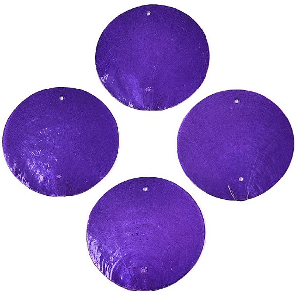 Spray Painted Natural Capiz Shell Connector Charms, Disc Links, Indigo, 49X1Mm, Hole: 1.5Mm-image