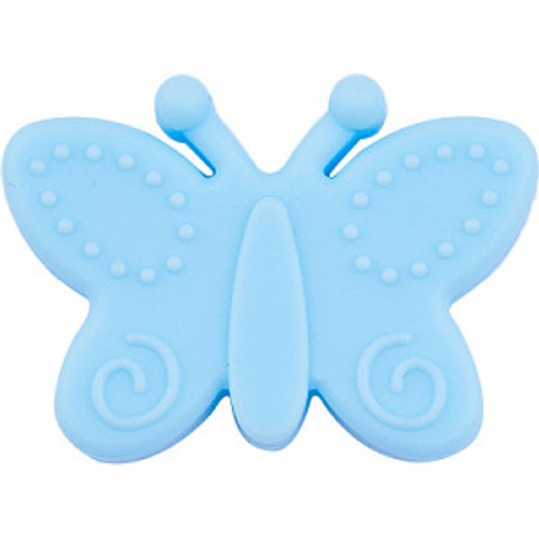 Fokalperlen Aus Umweltfreundlichem Silikon In LebensmittelqualitäT, Schmetterling, Licht Himmel Blau, 22X30X10 Mm, Bohrung: 3 Mm-image