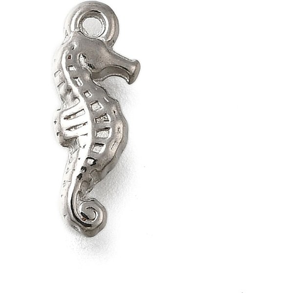 Ciondoli In Acciaio Inossidabile 304, Ciondolo Tema Oceano, Anti-Appannamento, Cavallo Di Mare, 14.5X5X3Mm, Foro: 0.8 Mm-image
