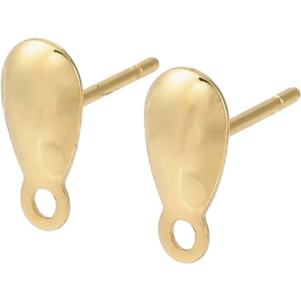 Ohrstecker-BeschläGe Aus Edelstahl 304, TräNe, Mit Schleife, Golden, 10X5 Mm, Bohrung: 1.4 Mm, Stift: 0.9 Mm-image