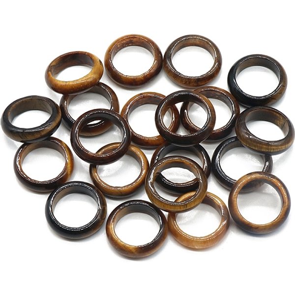 Natural Tiger Eye Plain Band Rings, Inner Diameter: 18-20Mm-image