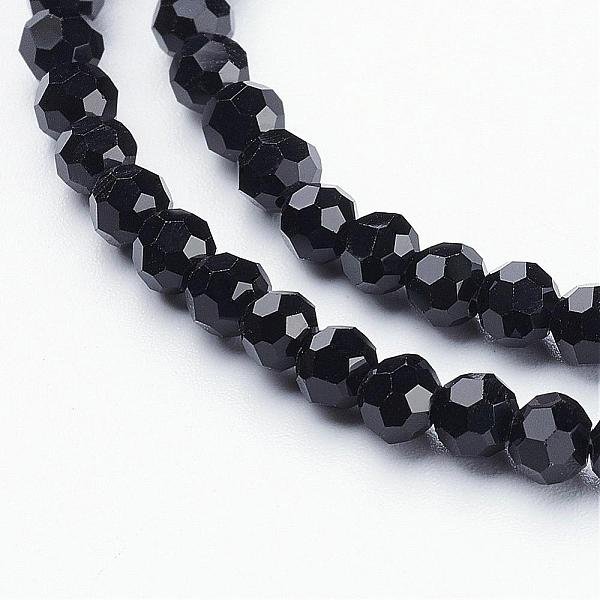 Hilos De Cuentas De Vidrio Transparente, Facetados, Plano Y Redondo, Negro, 4-5X3-4Mm, Agujero: 0.5 Mm, Aproximamente 85-90 Pcs / Cadena, 12.40-12.80 Pulgada (31.5-32.5 Cm)-image