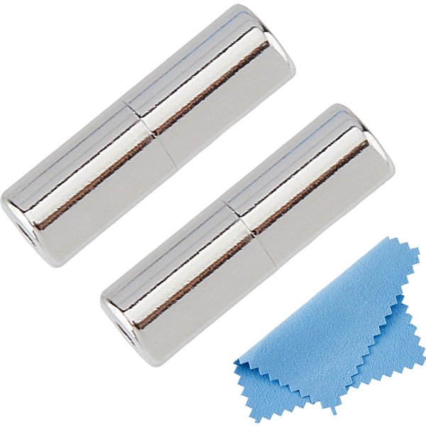 2 Pz 925 Fermagli A Vite In Argento Sterling, Chiusure A Torsione, Colonna, Panno Per Lucidatura Argento Quadrato In Tessuto Scamosciato Da 1 Pezzo, Platino, 9.5X3Mm, Foro: 0.9 Mm-image