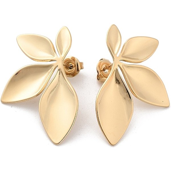 Boucles D'oreilles à Tige En Acier Inoxydable 304, Fleur, VéRitable 14K Plaqué Or, 34.5X22.5Mm-image