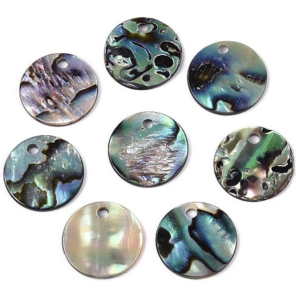 Dijes De Disco De Concha De Paua Natural, 12X1-1.5Mm, Agujero: 1.4-1.6 Mm-image