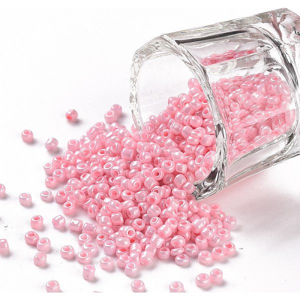 Glass Seed Beads, Baking Paint Seed, Small Craft Beads For Diy Jewelry Making, Round, Pink, 2Mm, Hole:1Mm, About 30000Pcs/Pound-image