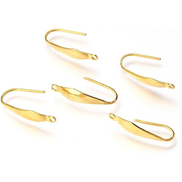 316 Surgical Stainless Steel Earring Hooks, Ear Wire, With Vertical Loop, Real 18K Gold Plated, 20X4.5X1Mm, Hole: 1.2Mm, 20 Gauge, Pin: 0.8Mm-image