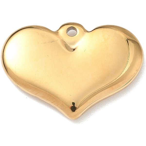 304 Stainless Steel Pendants, Heart, Ion Plating(Ip), Golden, 20.5X28.5X4.5Mm, Hole: 2Mm-image