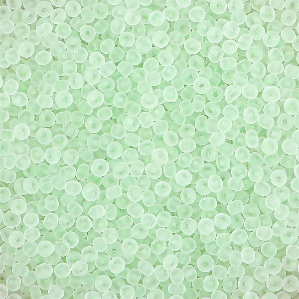 Perles De Rocaille En Verre Aux Couleurs GivréEs, Rondelle, Vert Pale, 2Mm, Trou: 1Mm, Environ 660 Pcs / Ensemble-image