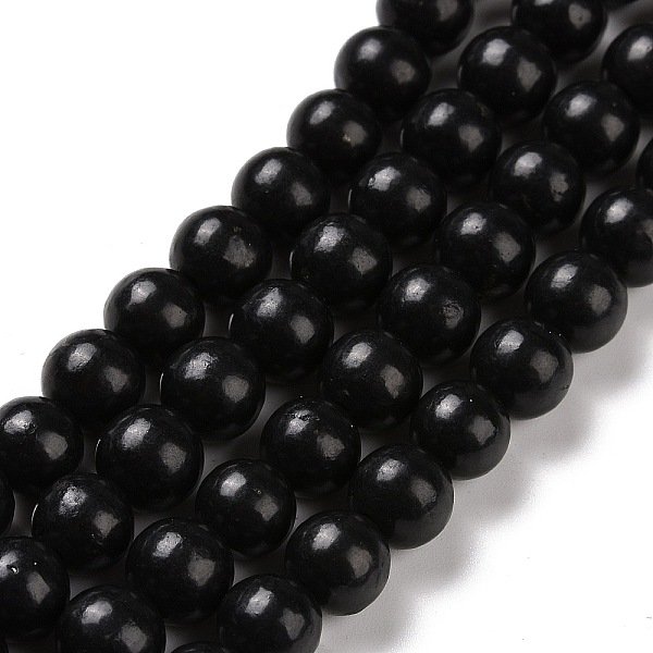 Natural Shungite Beads Strands, Grade AB, Round, 6mm, Hole: 0.8-1.2mm, about 59-65pcs/strand, 14.7inch