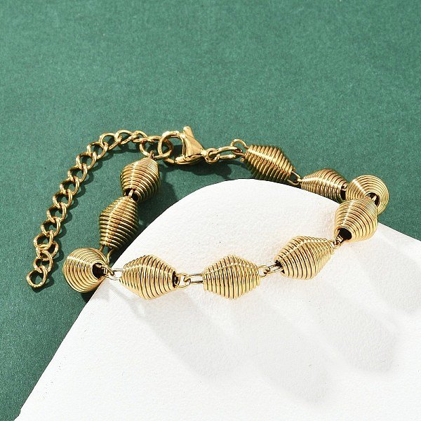 304 Stainless Steel Chain Bracelets For Women Men, Pvd Vacuum Plating, Real 22K Gold Plated, 7-1/4 Inch(18.4Cm)-image