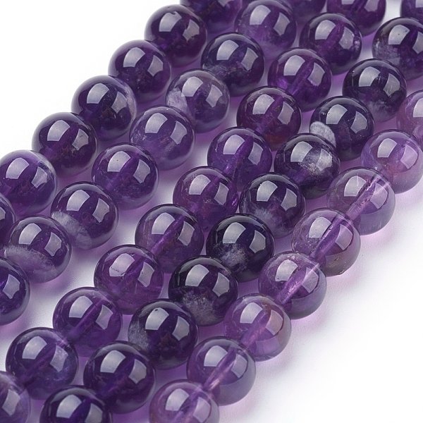Natural Amethyst Beads Strands, Round, Indigo, 8Mm, Hole: 1Mm, About 22-24Pcs/Strand, 7.6 Inch-image