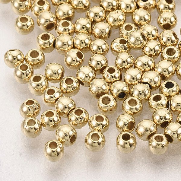 Ccb Kunststoff-Perlen, FüR Diy Schmuck Machen, Runde, Golden, 3X2.5 Mm, Bohrung: 1.2 Mm, Ca. 1850 Stk. / 20 G-image