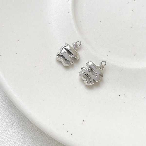 Brass Rhinestone Pendants, Apple Charms, Real Platinum Plated, 13X10X4.5Mm, Hole: 1.2Mm-image