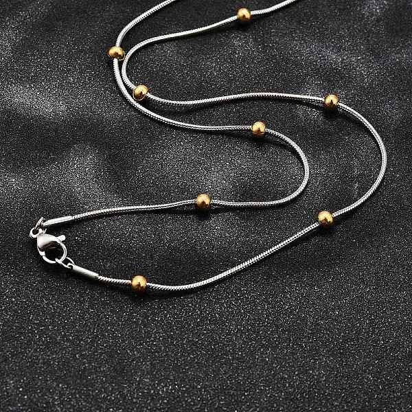 304 Stainless Steel Snake Chain Necklaces, With Lobster Claw Clasps, Golden & Stainless Steel Color, 17.7 Inch(45Cm), 1.2Mm-image