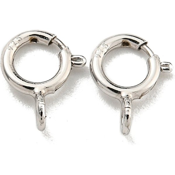 925 Sterling Silber Federring VerschlüSse, Echt Platiniert, 7.5X6X2.5 Mm, Bohrung: 1.6 Mm-image