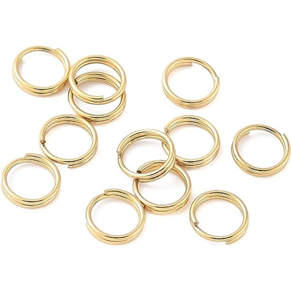 304 Stainless Steel Split Rings, Double Loops Jump Rings, Ion Plating(Ip), Lead Free & Cadmium Free & Nickel Free, Real 18K Gold Plated, 5X1Mm, Inner Diameter: 4Mm-image