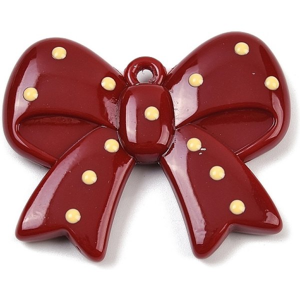Opaque Acrylic Enamel Big Pendants, Bowkont, Dark Red, 44X55.5X9Mm, Hole: 2.8Mm-image