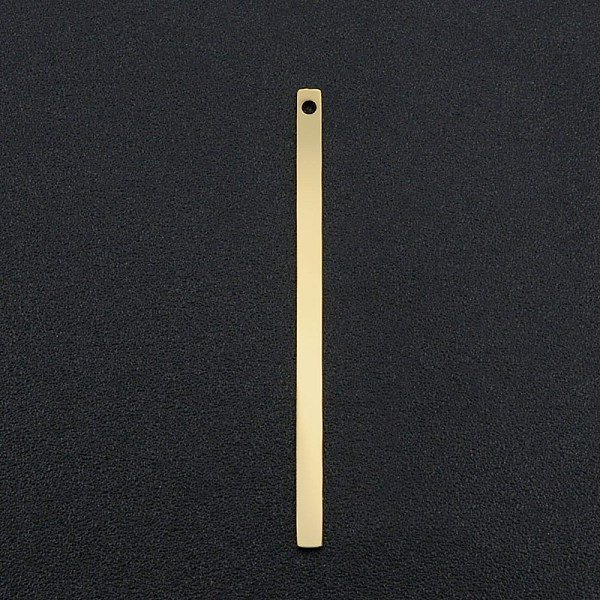 201 Stainless Steel Pendants, Laser Cut, Bar, Real 18K Gold Plated, 34.5X2X1Mm, Hole: 1.2Mm-image