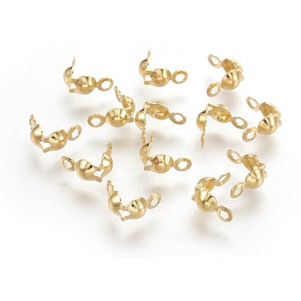 Perlenspitzen Aus Edelstahl 304, Kalotte Endet, Clamshell-Knotenabdeckung, Echtes 18K Vergoldet, 8X4 Mm, Bohrung: 1.2 Mm-image