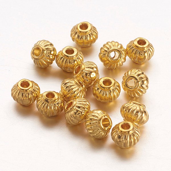Tibetan Style Alloy Spacer Beads, Metal Findings Accessories For Diy Crafting, Lead Free, Cadmium Free And Nickel Free, Lantern, Golden Color, About 5Mm In Diameter, 4Mm Long, Hole: 1.5Mm-image