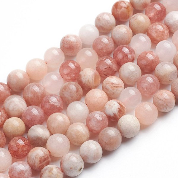Natural Sunstone Beads Strands, Round, 8-8.5Mm, Hole: 1Mm, About 47Pcs/Strand, 15.1 Inch(38.5Cm)-image