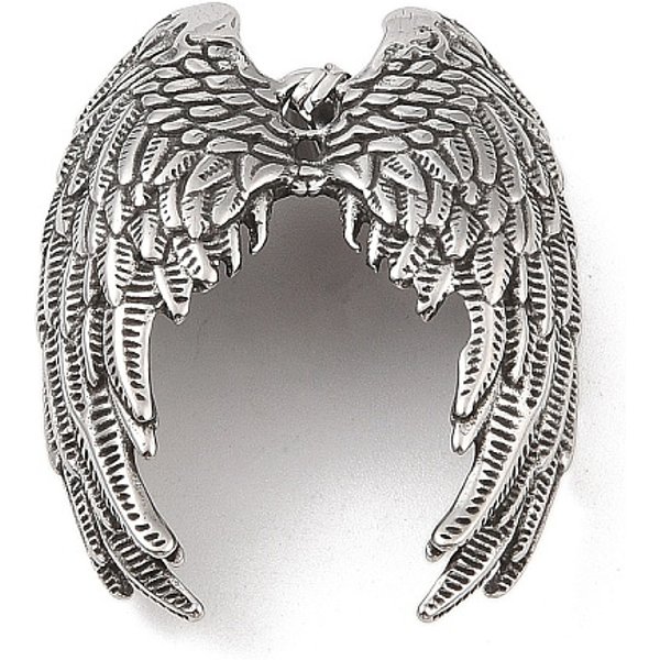 Ciondoli In Acciaio Inox 304, Fascino Delle Ali D'angelo, Argento Antico, 46X36X14Mm, Foro: 4X7 Mm-image